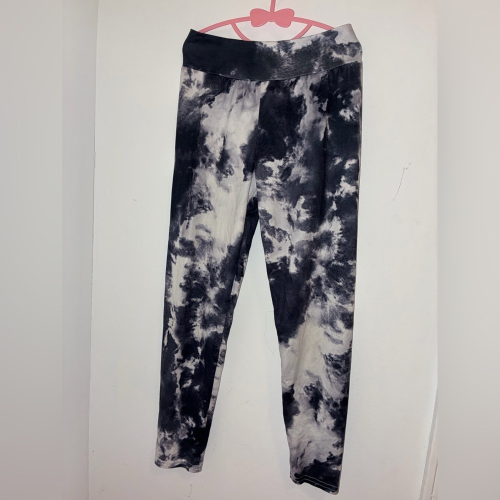 Kids Black & White Tie-Dye Leggings